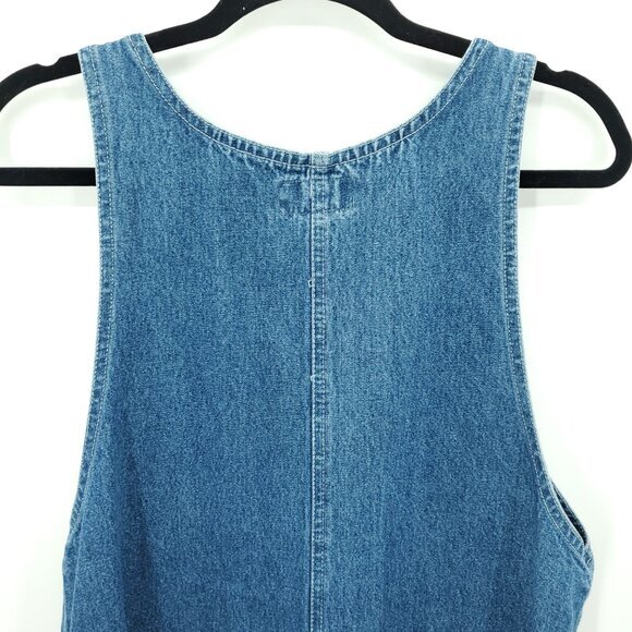 Vintage Amilano Collection Denim Jumper Dress M Zip Up Cargo Pockets Pockets - Picture 9 of 12